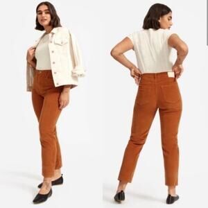 EVERLANE The Cheeky Straight Corduroy Crop Pant Acorn Brown Orange {II54}